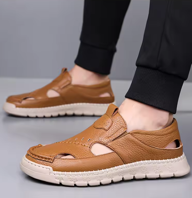 Early Summer Kickoff -45% OFFš Menās Leather Cut-Out Comfort Slip-On Shoes, Orthopedic Walking Shoes
