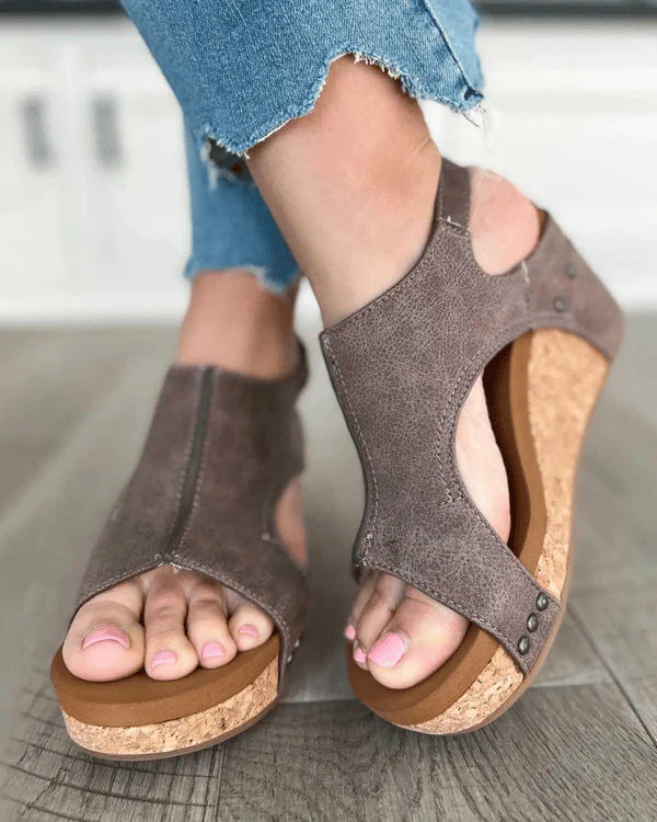 Women's Leather Platform Wedge Orthopedic Sandals 2024