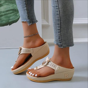 🔥Last day 70% Off🔥Rome Summer Hollow-Toe Beach Wedge Flip-Flops