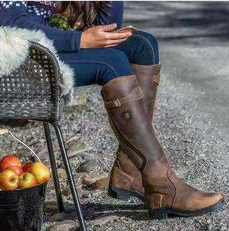 Women's Waterproof Leather Riding Boots