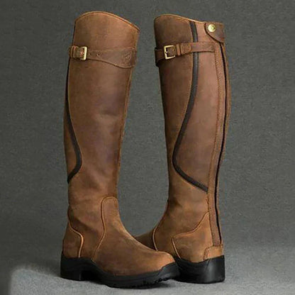 Women's Waterproof Leather Riding Boots