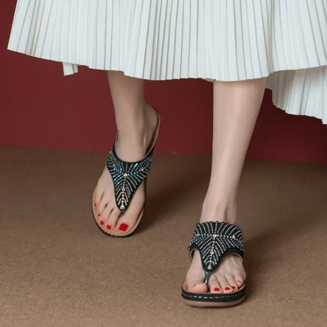 🔥On This Week Sale OFF 70%🔥2023 Women Casual Sandals, Crystal Rome Fashion Clip Toe Slippers