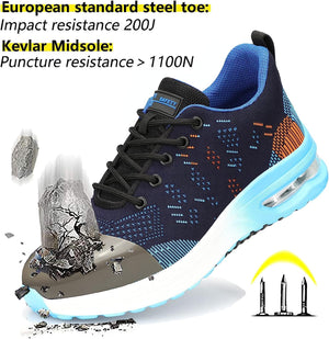 2023 Men's Steel Toe Safety Shoes, Anti-Smash Air Cushion Indestructible Working Shoes