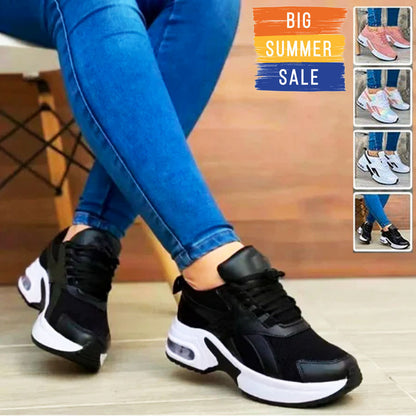 Im Angebot dieser Woche 50 % RABATT 🔥Plateau-Sneaker für Damen zum Schnüren mit Farben, orthopädische Walking-Sneaker 