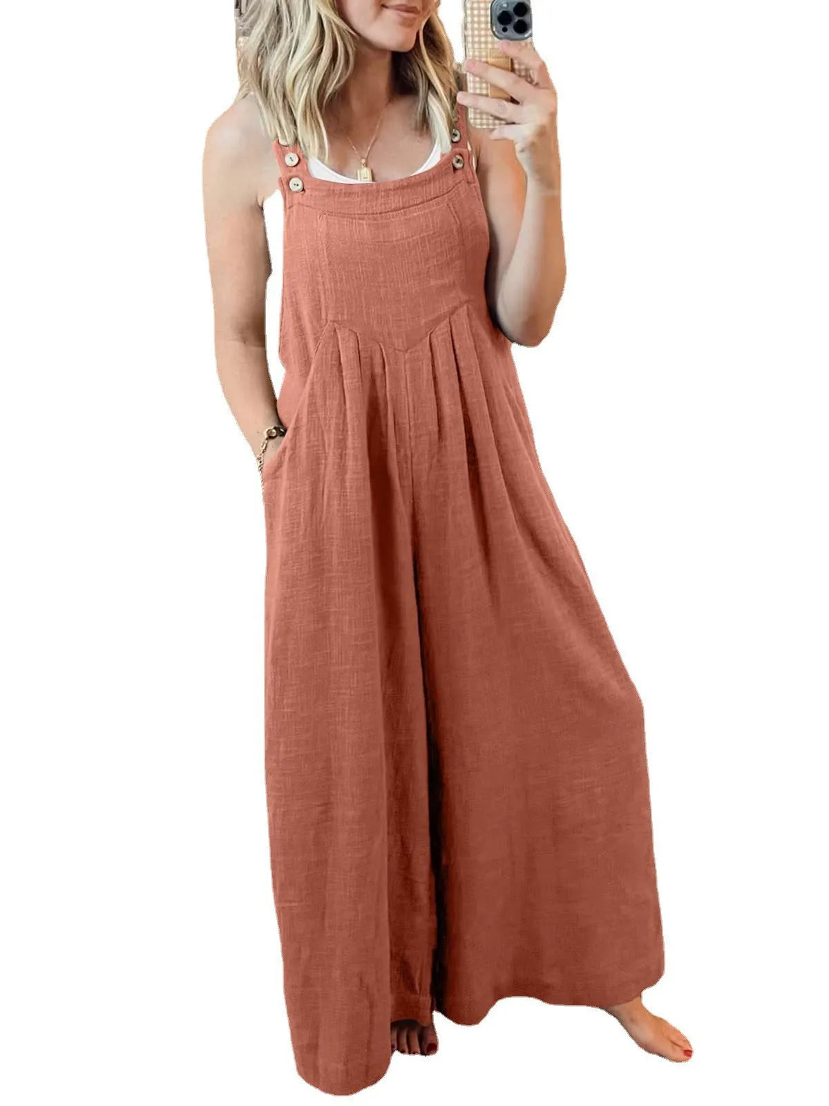 PLUS SIZE Wide Leg Overalls Straps Jumpsuit [Buy 2 Save More 15%]