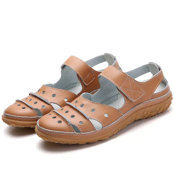 2023 Women's Hollow Out Closed Toe Sandals, Non-slip Walking Shoes, Faux Leather Sandals