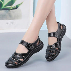2023 Women's Hollow Out Closed Toe Sandals, Non-slip Walking Shoes, Faux Leather Sandals