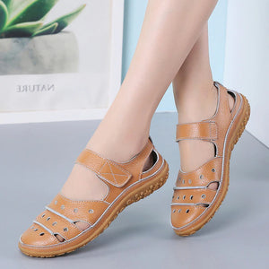2023 Women's Hollow Out Closed Toe Sandals, Non-slip Walking Shoes, Faux Leather Sandals